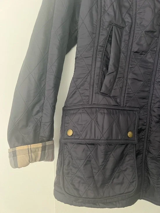 Navy Barbour Quilted Coat - Picture 2 of 5